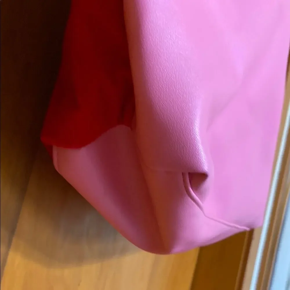Juicy Couture “Just Say Oui!” Pink Red Glossy + Velvet Tote Bag w/ Charm Gold